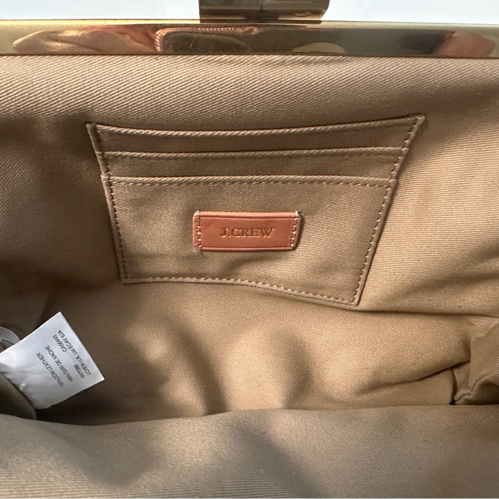 J Crew gold leather evening bag . NWOT - Picture 7 of 8